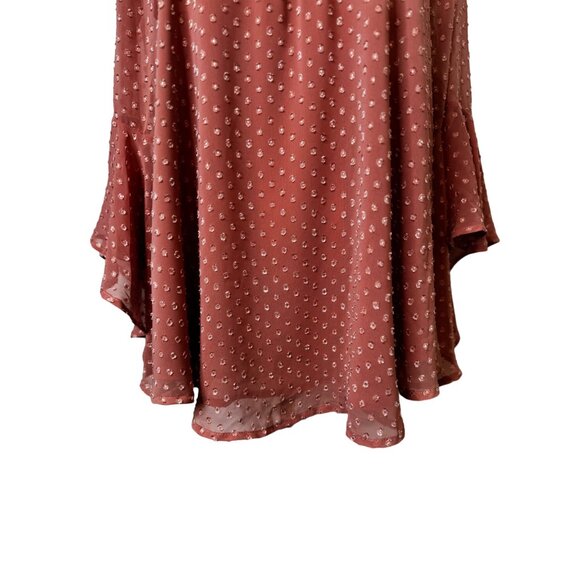 NWT Small Band Of Gypsies Blush Mauve Polka Dot Blouse Polyester - Picture 11 of 12